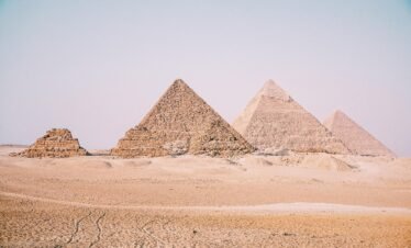 pyramids, desert, nature, landmark, egypt